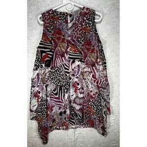 Fever Double Layer Sleeveless Blouse Multicolor Animal Print Women’s Size Large